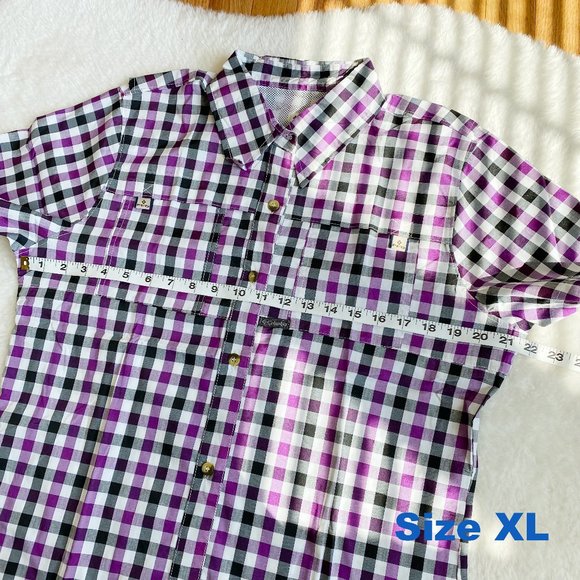 Columbia, Women's PFG Bonehead Short Sleeve Shirts, Purple Plaid, Size S / XL - Picture 10 of 12